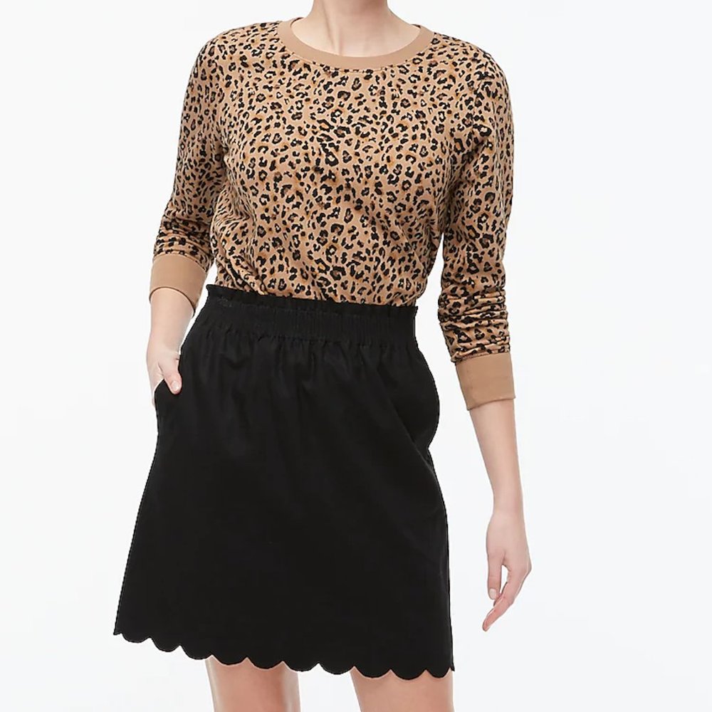 J Crew Scalloped linen-cotton skirt Size 2